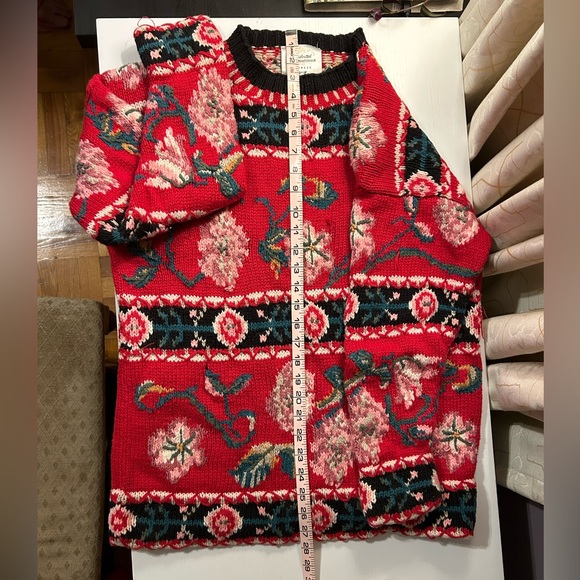 Vintage Thick cotton hand knit festive Express Internationale sweater - Picture 6 of 8